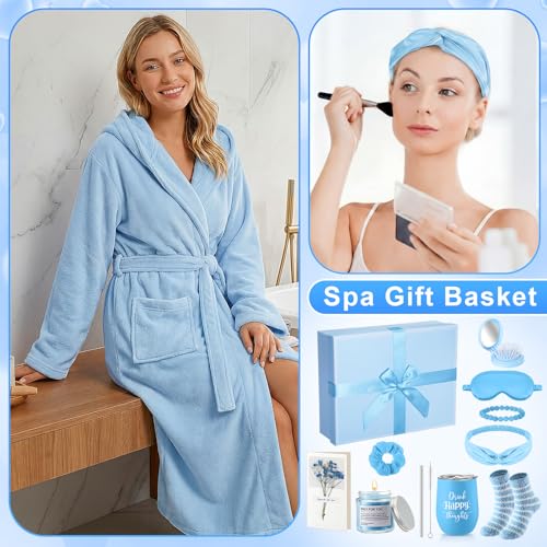 Nuogo 11-Piece Birthday Spa Gift Baskets for Women - Blue