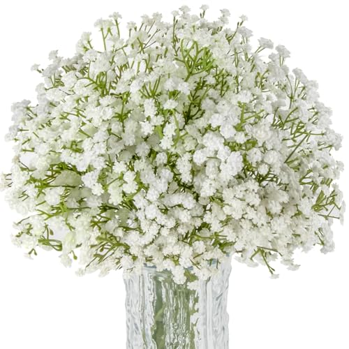 White Artificial Baby's Breath Flowers - 10 Pcs Faux Gypsophila Stems