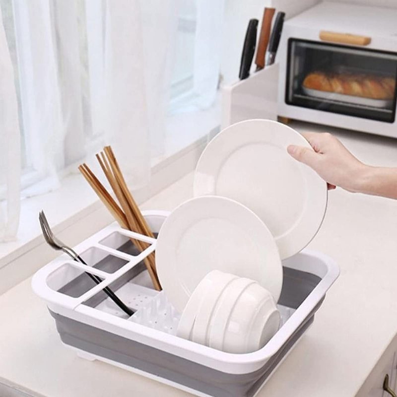 udNmlaiebot Drying Rack Kitchen, Dish Drying Rack, Dish Racks for Kitchen Counter, Dish Rack, Collapsible Dish Drying Rack—Suitable for Kitchens, motorhomes, Yachts, Campers (Off-White)