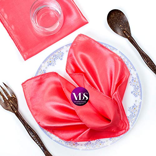 VDS 20x20 Satin Napkins, Coral - Set of 50 for Weddings, Parties & Hotels