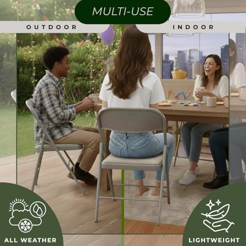 2-Pack Steel Frame Folding Chairs with Foam Padded Fabric Seats