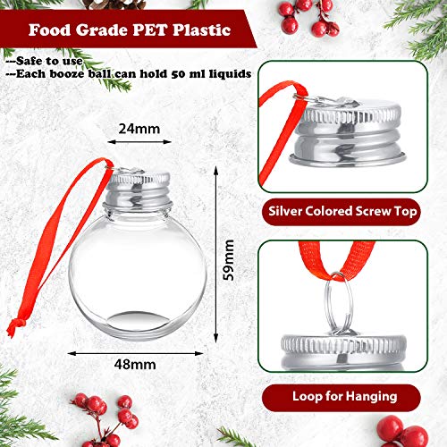 Patelai 12 Pcs Clear Fillable Christmas Drink Balls with Silver Caps and Stickers
