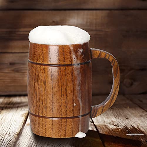 18oz Handmade Wooden Beer Stein Mug - Rustic Viking Tankard for Hot & Cold