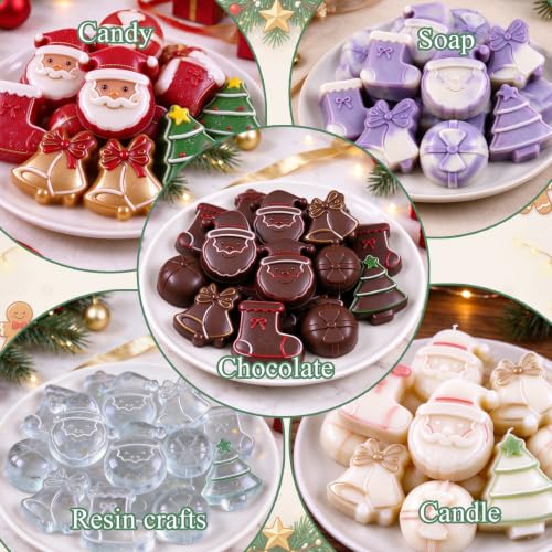 BRIOCET 2 Pack Christmas Silicone Molds Large Xmas Baking & Soap Molds - Green, 12 Cavities