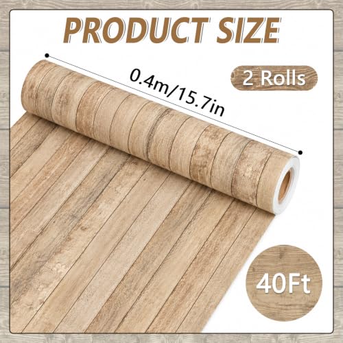 2 Rolls Brown Wood Grain Bulletin Board Paper, 15.8in x 20ft Classroom Decor