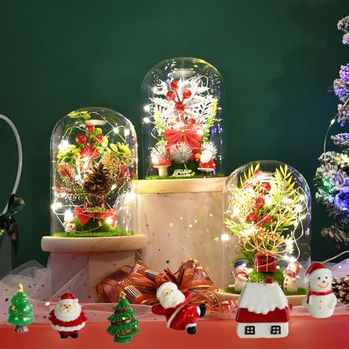 36 Pcs Christmas Miniature Figurines Kits, Mini Resin Santa Claus Christmas Trees Snowman Ornaments Micro Landscape Accessories for DIY Snow Globes Christmas Village Fairy Garden