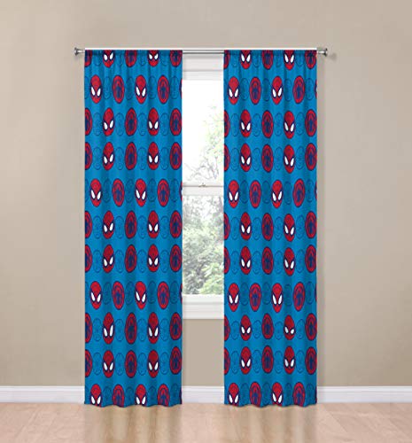 Kids Superhero Adventure Window Drapes, 84-Inch Curtain Set with Tiebacks