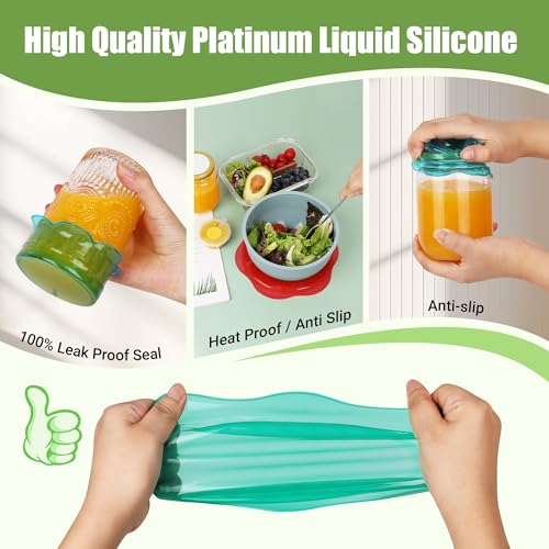 Reusable Silicone Stretch Lids (6-Pack) - Airtight Bowl & Container Covers