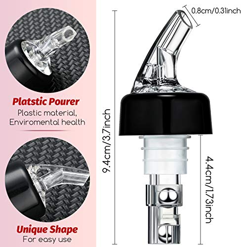 BBTO 20 Pcs Measured Liquor Bottle Pourers 1 Oz Auto Shot Dispenser Clear & Black