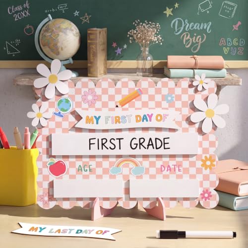 First and Last Day of School Chalkboard Sign with Erasable Markers
