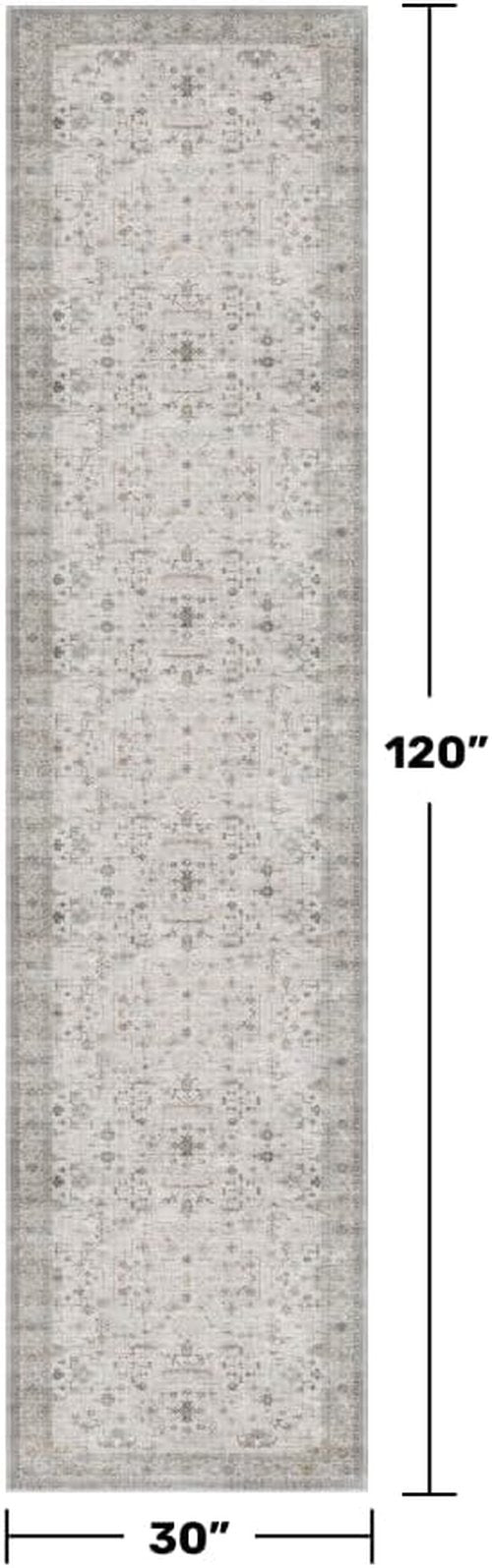 Hazo Haus Hallway Runner Rug - Light Gray Washable, Non-Slip & Stain Resistant | 2'6" x 10' for Kitchen & Boho Décor