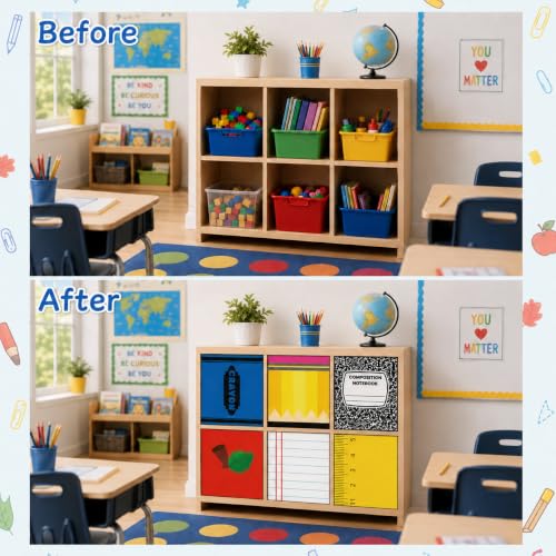 Self-Adhesive Classroom Shelf Curtains - 24 x 24.6 Inch Privacy Cabinet Covers