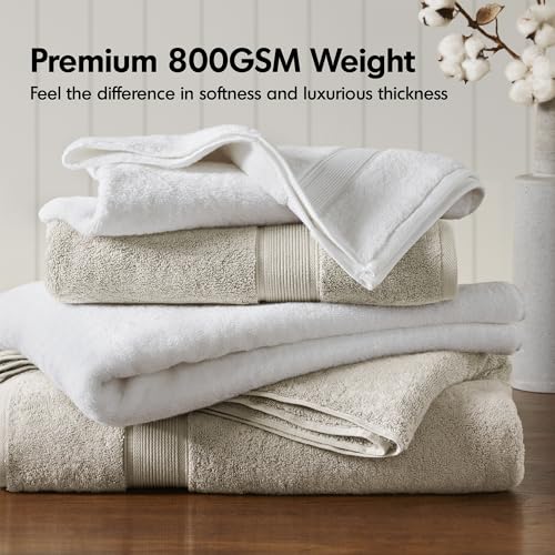8-Piece 800GSM Cotton Bath Towel Set, Luxury Absorbent Spa Towels