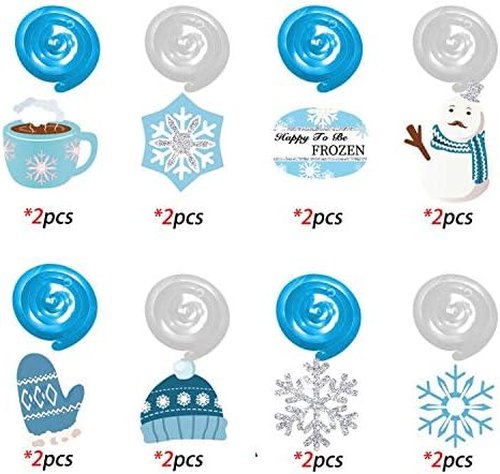 Christmas Snowman & Snowflake Hanging Swirl Decorations - 30 Ct Festive Winter Decor for Home & Office