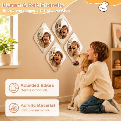 4-Piece Sensory Bubble Mirror Set, 10x10 Inch Shatter-Resistant Wall Tiles