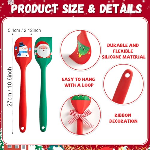 Christmas Pot Holders with Pockets & Silicone Spatulas Set – Heat-Resistant Oven Mitts Gift Pack