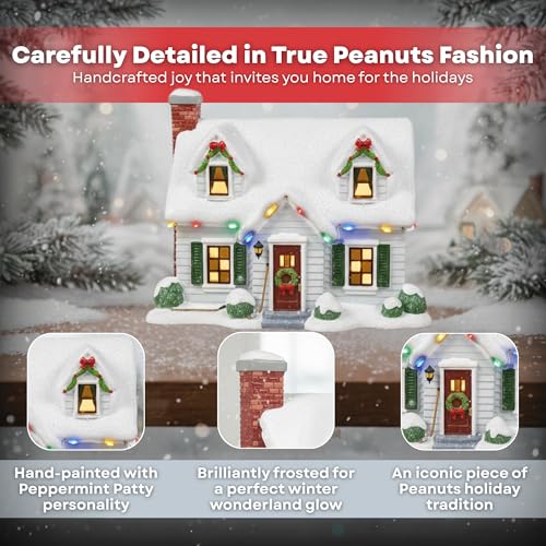 Department 56 Peanuts Christmas Village Peppermint Patty House - Lighted Ceramic Collectible with USB
