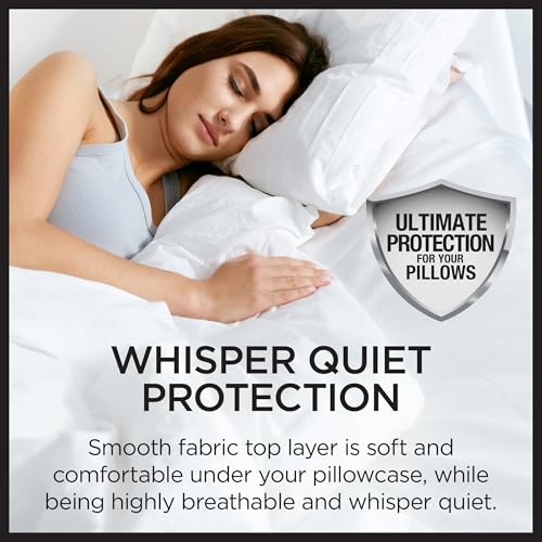 Waterproof Pillow Protectors - Standard Size 2-Pack, Bed Bug Proof & Zippered