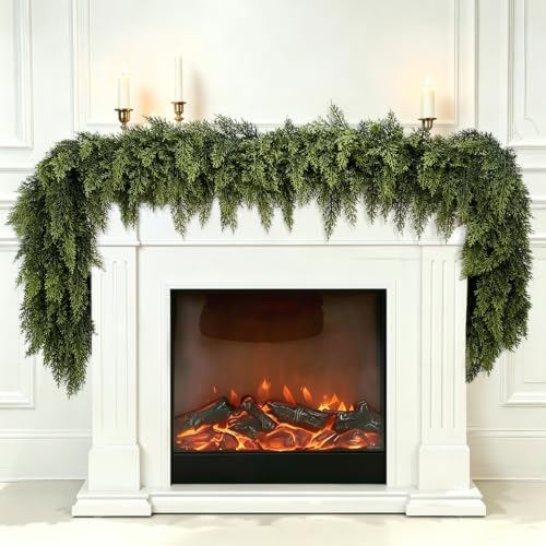 Secqous 6 Ft Artificial Cedar Garland - 2 Pack Christmas Holiday Decor