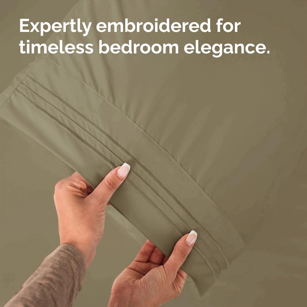 Skiennix Queen Pillow Cases Set of 2 - Ultra Soft Hotel Quality - Wrinkle Free & Stain Resistant - Khaki
