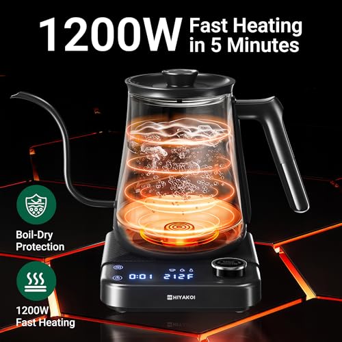 Electric Gooseneck Kettle with Precise Temperature Control, 0.8L