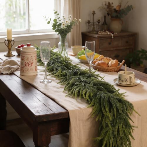 KIZORA 1PC 6FT Gradient Faux Norfolk Pine Garland for Christmas Decor
