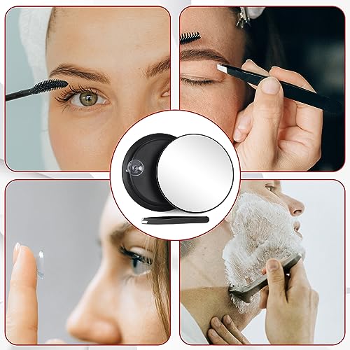 Black 10X Magnifying Makeup Mirror with 3 Suction Cups - 6 Inch Portable Handheld Cosmetic Mirror for Travel & Bathroom