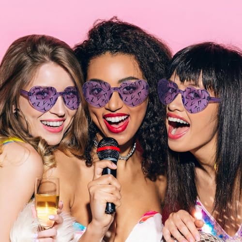 12 Pack Purple Cracked Heart Sunglasses Party Favors for Birthday Events