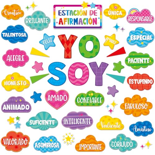 44-Piece Spanish Affirmation Station Bulletin Board Set for Classroom