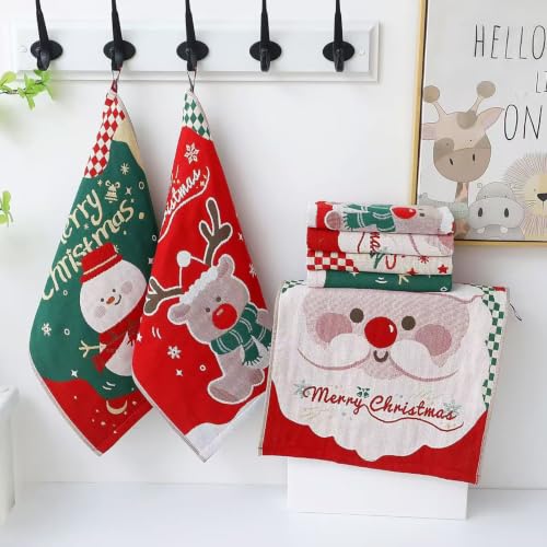 STASOPTK Christmas 4 Pack Kitchen Towels 16x15 in Red & Green - 4 Designs