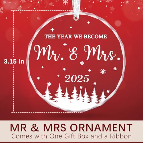 ZyraGleam White Our First Christmas Married Ornament 2025 – Wedding Keepsake for Newlyweds, Bridal Shower Gift