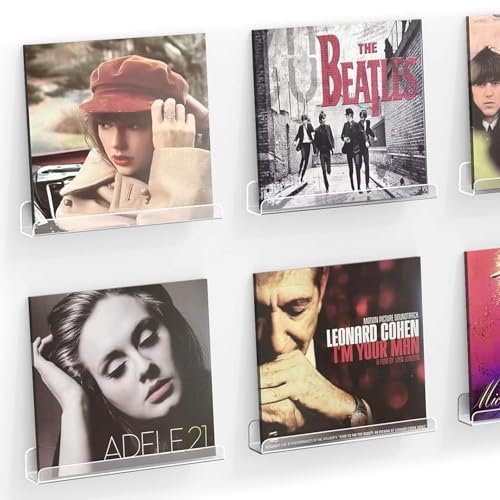 Clear Acrylic Vinyl Record Wall Mount Shelves - 6 Pack Floating Display Ledge