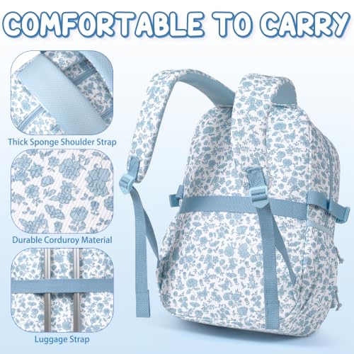 3-Piece Corduroy School Backpack Set for Girls with Lunch Box & Pencil Case