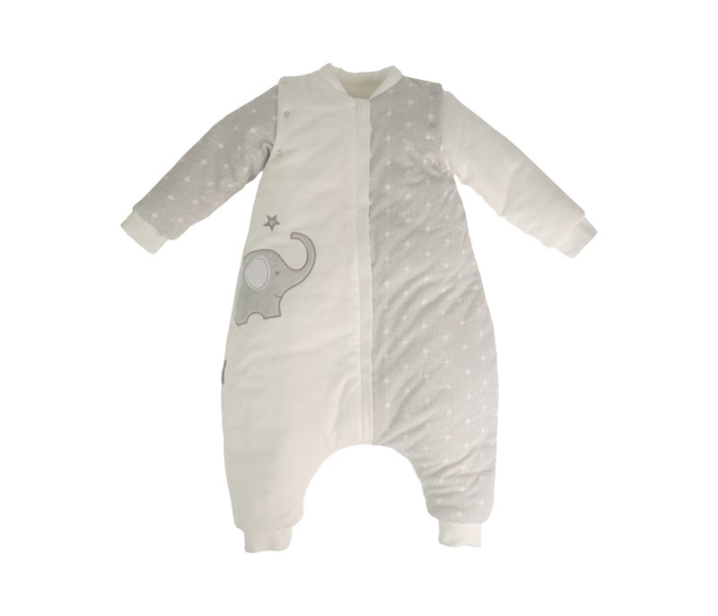 NATUZ Baby Wearable Blanket With Leg Grey Cotton 2-4T Toddler Sleep Sack 36M Removable Long Sleeves Early Walk Sleeping Bag Quilted Filling Infant Winter Tog 2.5 Warm Kids Sleeper