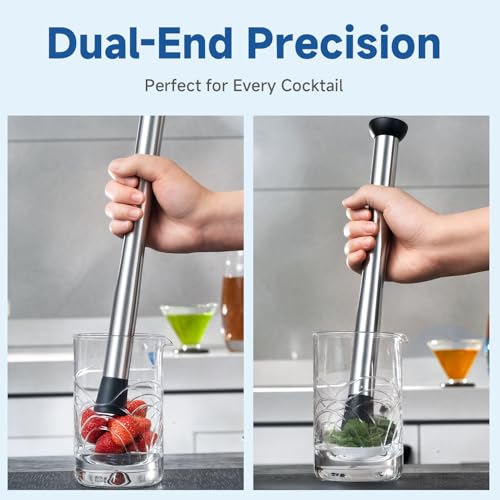 Lexenic Double-Head Stainless Steel Cocktail Muddler 12.6 inch Bar Tool