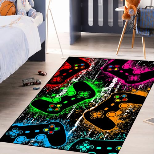 Gaming Area Rug for Bedroom, 2'x3' Soft Polyester Floor Carpet for Gamers