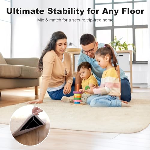 14PCS Non-Slip Rug Grippers for Hardwood Floors - Anti-Curling Adhesive Pads