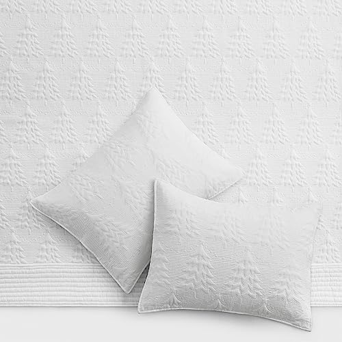 Levtex Home White Reversible Christmas Tree Quilt Set Full/Queen with Shams