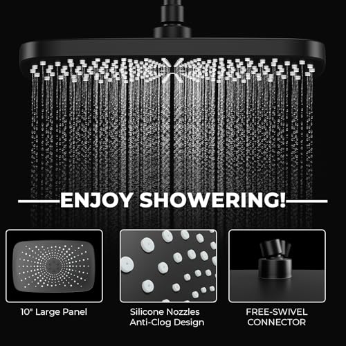 Dual Rain Shower Head Combo with Handheld, 10-Inch & Extension Arm
