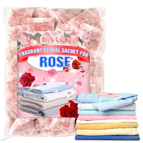 100-Pack Rose Scented Sachets for Drawers and Closets - Fabric-Safe Freshener