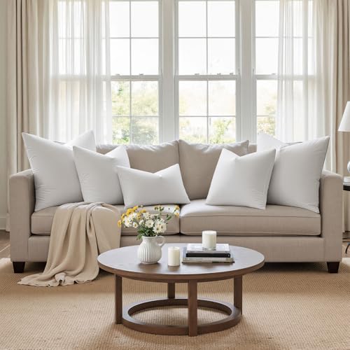 18x18 Inch Feather and Down Pillow Inserts - Set of 4 Cotton Throw Pillows