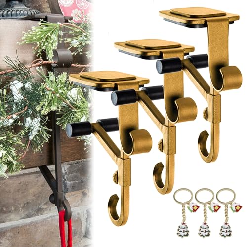Fireplace Stocking & Garland Hanger, 2-in-1 Adjustable Mantel Clips, 3 Pack