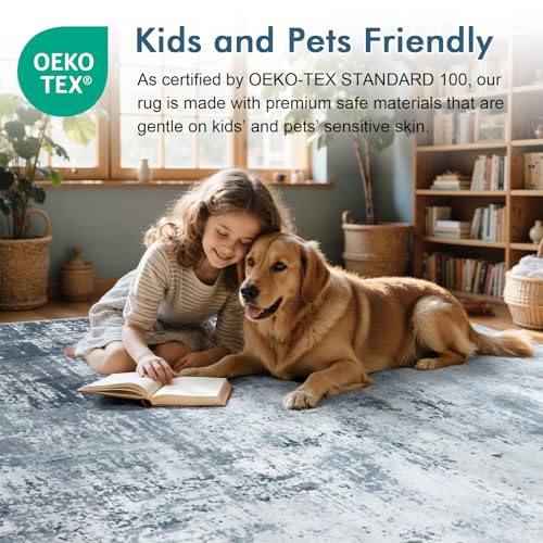 6x9 Ft Large Abstract Area Rug, Washable Non-Slip Floor Carpet for Living Room