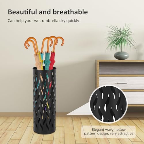 Metal Umbrella Stand, Freestanding Hollow Umbrella Holder for Entryway