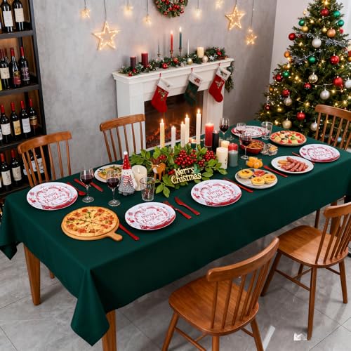 150pcs Red Christmas Plastic Plates Set - Elegant Foil-Stamped Dinnerware + 30 Dinner Plates