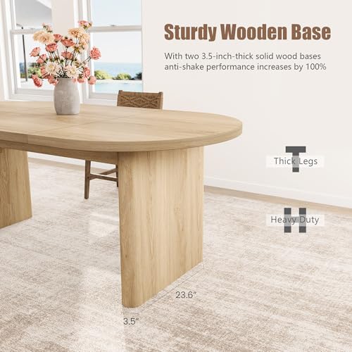 71-Inch Oval Dining Table for 6-8, Farmhouse Wooden Kitchen Table