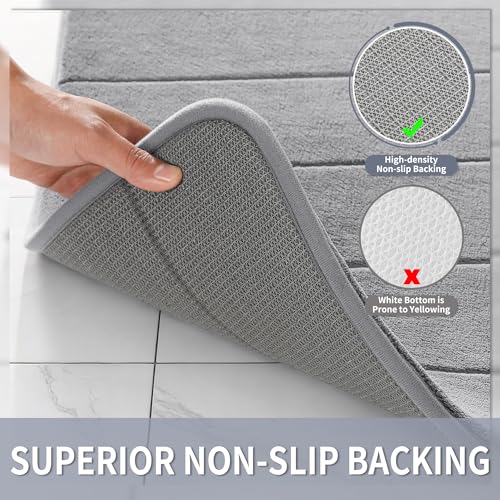 Yimobra Memory Foam Bath Mat, Super Soft Absorbent Non-Slip Bathroom Rug, 24x17 Grey