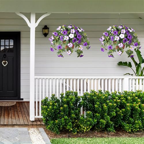 UV-Resistant Artificial Silk Petunia Flowers - 2 Pack Faux Outdoor Plants