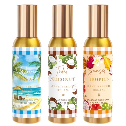 Room Spray Air Freshener 3-Pack, 4 fl oz Tropical Scents Odor Eliminator