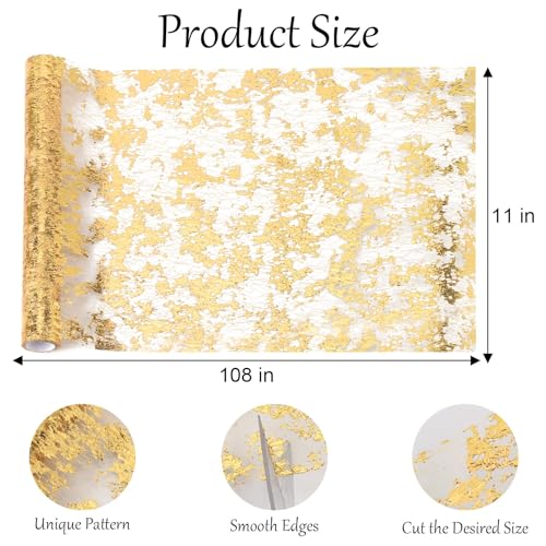Gold Table Runner 11x108 inches 4-Pack Sequin Glitter Mesh